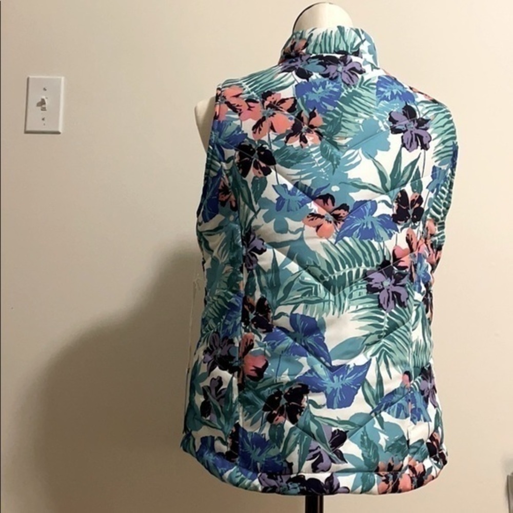 CARIBBEAN JOE Vest Floral full zipper outerwear new Size small - Picture 4 of 8